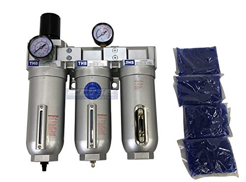 Sistema de filtración de aire de alto caudal muy resistente, filtro de partículas de 2 etapas más combinación de filtro de carbón para extracción de aceite (3/4" NPT, drenaje automático)