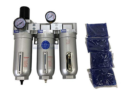 Sistema de filtración de aire de alto caudal muy resistente, filtro de partículas de 2 etapas más combinación de filtro de carbón para extracción de aceite (3/4" NPT, drenaje automático)