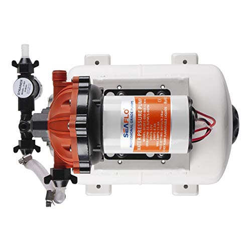 SEAFLO Bomba de agua y sistema de tanque acumulador – 12 V, 5,5 GPM, 60 PSI, tanque de 2 galones