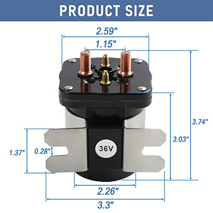 Solenoide de 36 V 4 terminales 20468G1 36 V Solenoide Interruptor de relé de repuesto para EZGO/Cushman/Textron Club Car DS Columbia Yamaha Electric para 1989 en adelante. Reemplaza 114-3611-020 586-117111 586-906