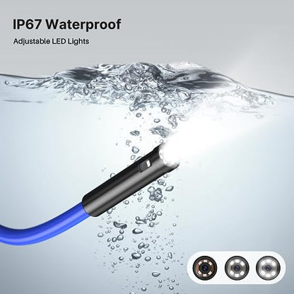 Cámara de inspección de alcantarillado de doble lente de 50 pies, cámara endoscopio Oiiwak con luces, visualización IPS HD 1080P de 4.3 pulgadas, visualización dividida, tubo de drenaje de boroscopio industrial impermeable, estuche de transporte