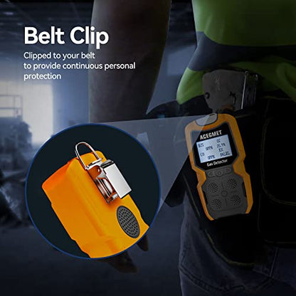 ACEGMET 4 Monitor de gas múltiple indicador (vibración, audible, visual) H2S, O2, CO y LEL 4 Monitor de gas personal recargable 4 medidores de gas 2 años de vida del sensor, olfatador de gas