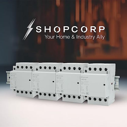 Contactor IEC de 400 V (funcionamiento silencioso) – Bobina de 110/120 VAC, carga del motor 40 A, carga de iluminación 63 A, incluye 35 x 152,40 mm acero zinc DIN y tornillos Phillips 2#10