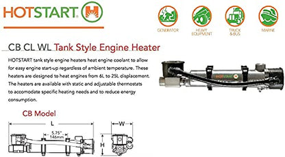 CB125210-200 Calentador de motor HOTSTART - Precalentador de refrigerante resistente a la intemperie con termostato - Original