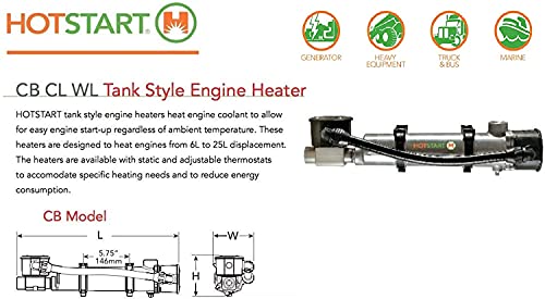 CB125210-200 Calentador de motor HOTSTART - Precalentador de refrigerante resistente a la intemperie con termostato - Original