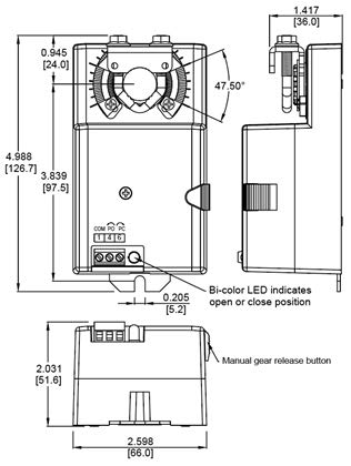 Valemo VDM60-LO - Actuador de amortiguador HVAC, 24 VAC/DC encendido/apagado, retorno flotante sin resorte