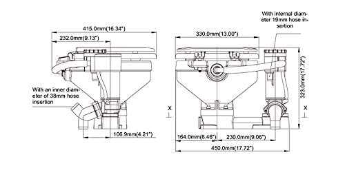 SEAFLO Cabeza de barco de inodoro eléctrico de 24 V