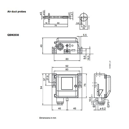 Sensor de presión diferencial (Rango de presión: 0 a 1500 Pa) para conductos industriales, de ventilación y aire acondicionado, laboratorios, producción, salas limpias y flujo laminar por Siemens Modelo: QBM2030-30