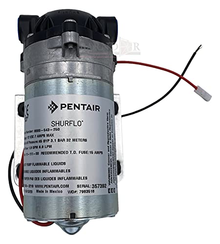 Pentair Hypro Shurflo 8000-543-250 Bomba de diafragma de pulverización agrícola de derivación interna, 1.8 GPM c/w diafragma Santoprene, válvulas Viton, autocebante de hasta 8 pies, 50PSI, 12V, puerto hembra NPT de 3/8 pulgadas