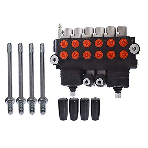 6 bobinas 11 GPM 3625 PSI válvula de control direccional hidráulica con 2 joystick, puertos SAE válvula de doble acción para tractores pequeños, tractores, cargadores, divisor de troncos
