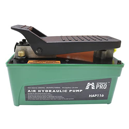 HYDRAULIC PRO Bomba hidráulica de 10,000 PSI, bomba de pie hidráulica (acción simple), bomba de pie de pisada accionada por aire, verde