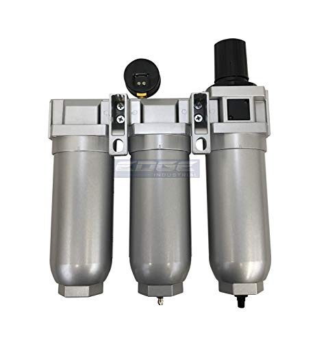 Sistema de filtración de aire de alto caudal muy resistente, filtro de partículas de 2 etapas más combinación de filtro de carbón para extracción de aceite (3/4" NPT, drenaje automático)