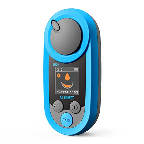 ACEGMET - Refractómetro Brix de compensación automática de temperatura, rango de refractómetro Brix 0-53%, precisión ±2 PSU, 1 medidor Brix de resolución PSU