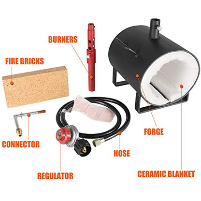 Forja de propano portátil de un solo quemador, forja de gas propano ovalada de gran capacidad, forja de herrería para herrero, cuchillos y herramientas