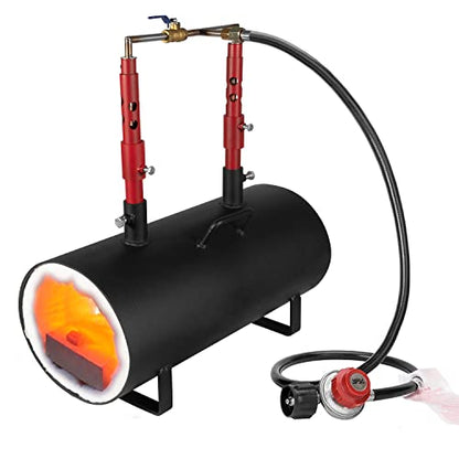 Forja de propano portátil, doble quemador, herrero de forja de gas, equipo de herramientas de herrería, acero enrollado, ovalado, forja de gran capacidad para cuchillos y fabricación de herramientas