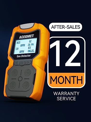 ACEGMET 4 Monitor de gas múltiple indicador (vibración, audible, visual) H2S, O2, CO y LEL 4 Monitor de gas personal recargable 4 medidores de gas 2 años de vida del sensor, olfatador de gas