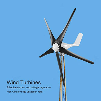 1600W molino de viento generador de 5 palas pequeñas turbinas de viento equipo de energía industrial(Negro 12V)
