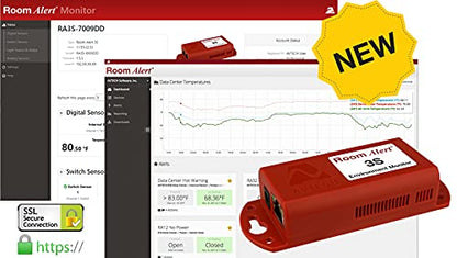 Room Alert Monitor de entorno 3S – Sensor de temperatura integrado, soporta SSL/TLS, cifrado de 2048 bits, SNMP v3, alertas e informes 24/7, fabricado en Estados Unidos