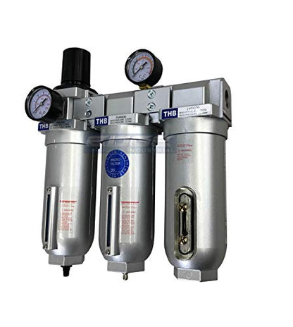 Sistema de filtración de aire de alto caudal muy resistente, filtro de partículas de 2 etapas más combinación de filtro de carbón para extracción de aceite (3/4" NPT, drenaje automático)