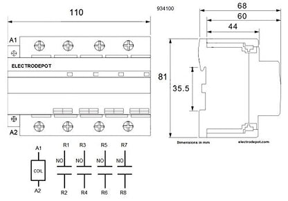 Contactor de 100 amperios normalmente abierto NO 100A, 4 polos, bobina de 120 V 110 V Potencia de iluminación AC, Solar
