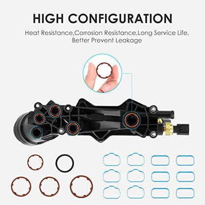 68310865AB 3.6L V6 Enfriador de aceite de motor Enfriador de aceite Adaptador de carcasa de filtro de aceite, para Jeep Cherokee/Wrangler, Dodge Challenger/Charger/Grand Caravan/Journey, ProMaster, Chrysler 300