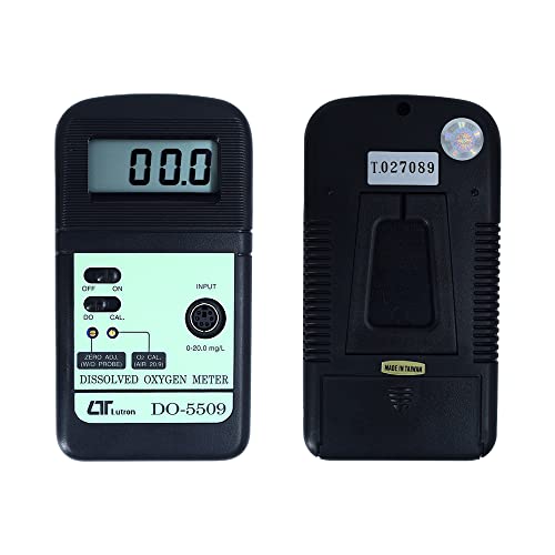 Medidor de oxígeno disuelto (rango: 0 a 20.0 mg/L) para acuicultura, acuario, agricultura, criaderos de peces, industrias mineras junto con certificado de calibración de fábrica. Modelo: Lutron DO-5509