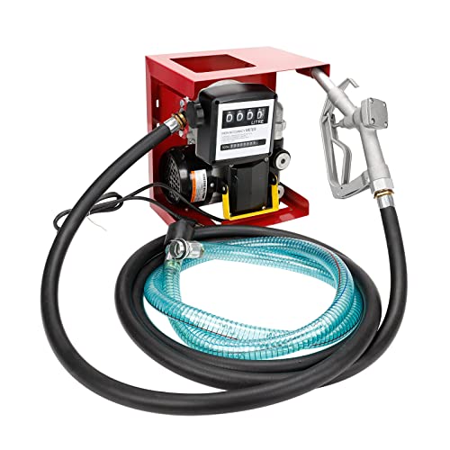 Bomba eléctrica de transferencia de combustible de aceite diesel de 110 voltios, medidor de visualización autocebante con manguera de 13 pies y kit de boquilla de combustible