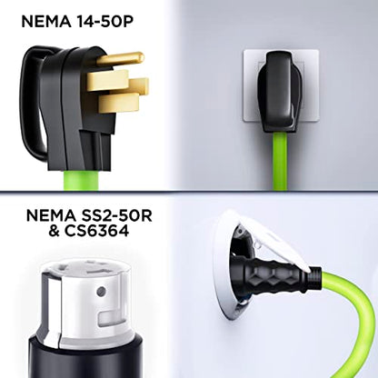 GearIT Cable de extensión de generador de 50 amperios (15 pies) NEMA 14-50P a SS2-50R Conector de bloqueo giratorio STW 6/3+8/1 AWG 125/250V para caja de entrada de alimentación de 50A, caravana, generador a casa, 15 pies