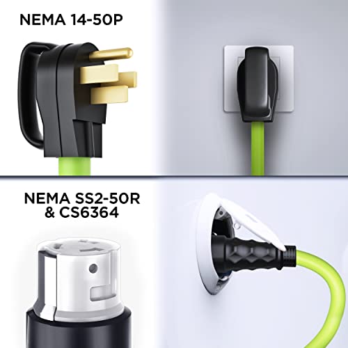 GearIT Cable de extensión de generador de 50 amperios (15 pies) NEMA 14-50P a SS2-50R Conector de bloqueo giratorio STW 6/3+8/1 AWG 125/250V para caja de entrada de alimentación de 50A, caravana, generador a casa, 15 pies