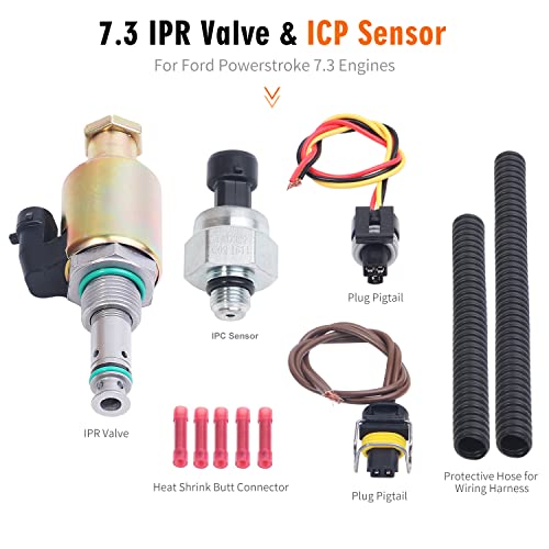 Regulador de presión del inyector de válvula IPR 7.3 y sensor de control ICP con coleta compatible con Ford F250 F350 F450 F550 Super Duty E350 E450 E550 Excursion F650 F750 F81Z9C968AA 1829856C9C91 1844 1217C91