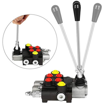 Válvula de control de flujo hidráulico 2 bobinas, 13 GPM, puertos SAE, mango de palanca de alivio ajustable, cargador de tractor central paralelo de doble acción con joystick pequeños tractores/tanques cargadores, divisores de troncos 3600 PSI