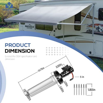 3310423.209U - Conjunto de torsión RH negro para toldos Dometic serie 9100, montaje de cabezal de accionamiento de toldo eléctrico