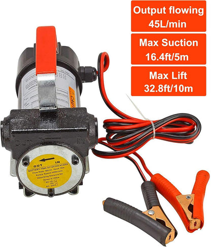BLACKHORSE-RACING Bomba de transferencia de combustible eléctrica portátil de 12 V CC, aceite de queroseno diésel, motor de bomba de transferencia de combustible comercial