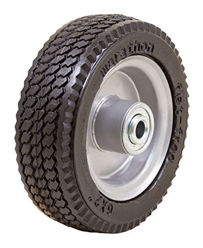 Marathon 6x2" Flat Free, Hand Truck/All Purpose Utility Tire on Wheel, 2.375" Centered Hub, 1/2" Bearings