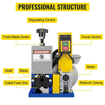 Happybuy Cable Wire Stripping Machine Máquina automática de pelado de alambre eléctrico Máquina de pelar portátil para reciclaje de chatarra de cobre