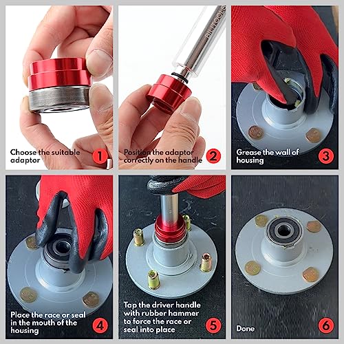 Juego de conductores de carreras y sellos de rodamientos de 43 piezas, juego de instalador de controlador de sello para instalación de rodamientos