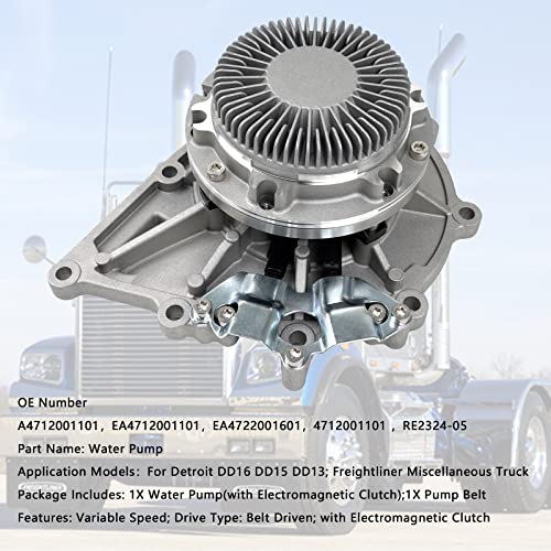 Bomba de agua eléctrica compatible con Detroit DD13 DD15 Western Star 5700XE 2016-2022 Freightliner Cascadia 2008-2022 Reemplazo #OE EA4712001101 EA4722001601 A471200101 471201 001100 1