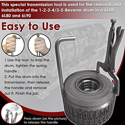 T-47781AC 1-2-3-4 y 3-5 herramienta de extracción e instalación de tambor inversa para transmisión 6L50 6L80 6L90 GM, compatible con Cadillac Chevy GMC y camiones 2006 en adelante