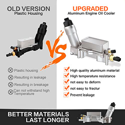 Enfriador de aceite de motor de aluminio 926-876 con adaptador de carcasa de filtro de aceite compatible con Jeep Chrysler 200 300 Dodge Charger Grand Cherokee Wrangler 3.6L V6 68105583AF 5184294AE 926-959
