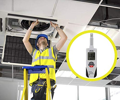 Mengshen Psicrómetro digital – Medidor de humedad de temperatura de retroiluminación portátil con punto de rocío y temperatura de bombilla húmeda – Batería incluida, M350