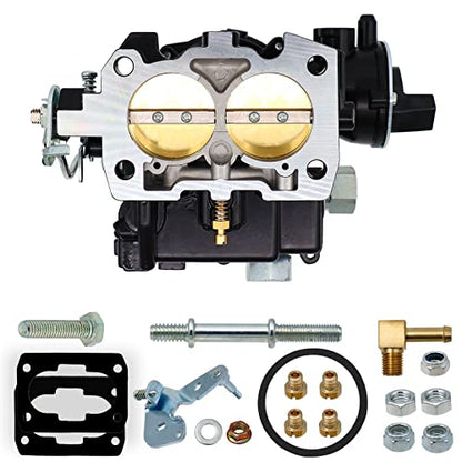 Carburador marino para carburador Mercruiser de 2 barriles para Rochester Mercarb 3.0L 4.3L 2.5L 4CYL 5.0L 5.7L motor con chorros y junta con estrangulador eléctrico y eslabón largo OEM #3310-864940A01