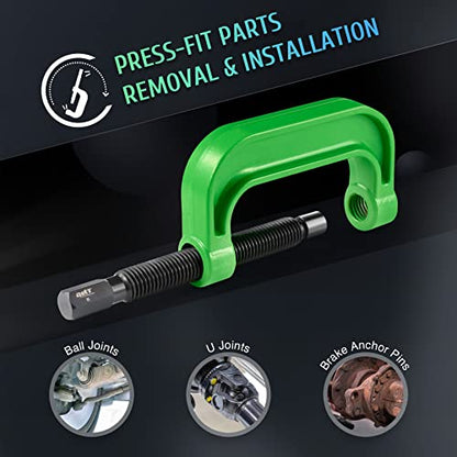 OMT Master Kit de prensa de rótula para rótula, kit de herramientas de extracción de rótula para junta en U y extracción de pasadores de anclaje de freno, juego de herramientas de rótula de 21 piezas con prensa de rótula y adaptadores universales
