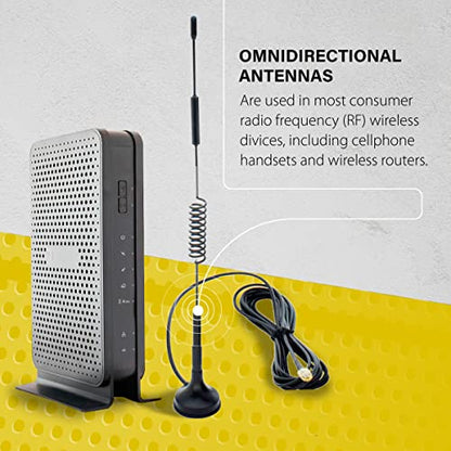 Antena omni de resorte direccional GSM con conector macho SMA, cable de 3 pies y base magnética, bandas 3G 4G LTE, ganancia de 12 dBi y 698-960/1710-2700 MHz