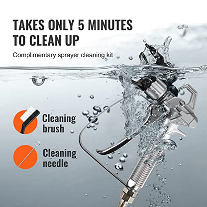 VEVOR - Pulverizador de pintura sin aire 7/8 HP de alta eficiencia, barra de extensión eléctrica para pintar y kit de limpieza para interiores, exteriores, muebles y vallas; 650 vatios, 2900 PSI