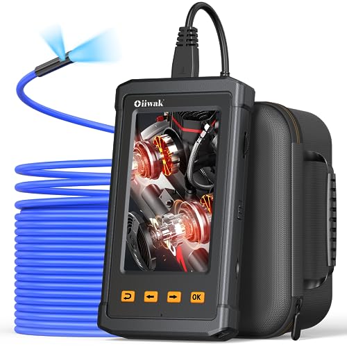 Cámara de inspección de alcantarillado de doble lente de 50 pies, cámara endoscopio Oiiwak con luces, visualización IPS HD 1080P de 4.3 pulgadas, visualización dividida, tubo de drenaje de boroscopio industrial impermeable, estuche de transporte