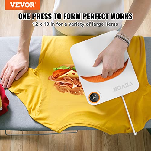 VEVOR Heat Press Machine,10x12inches Portable Shirt Printing Multifunctional Sublimation Transfer Heat Press Machine Teflon Coated, Easy Iron-on Press for T-Shirts/Pillows/Bags/HTV Vinyl Projects