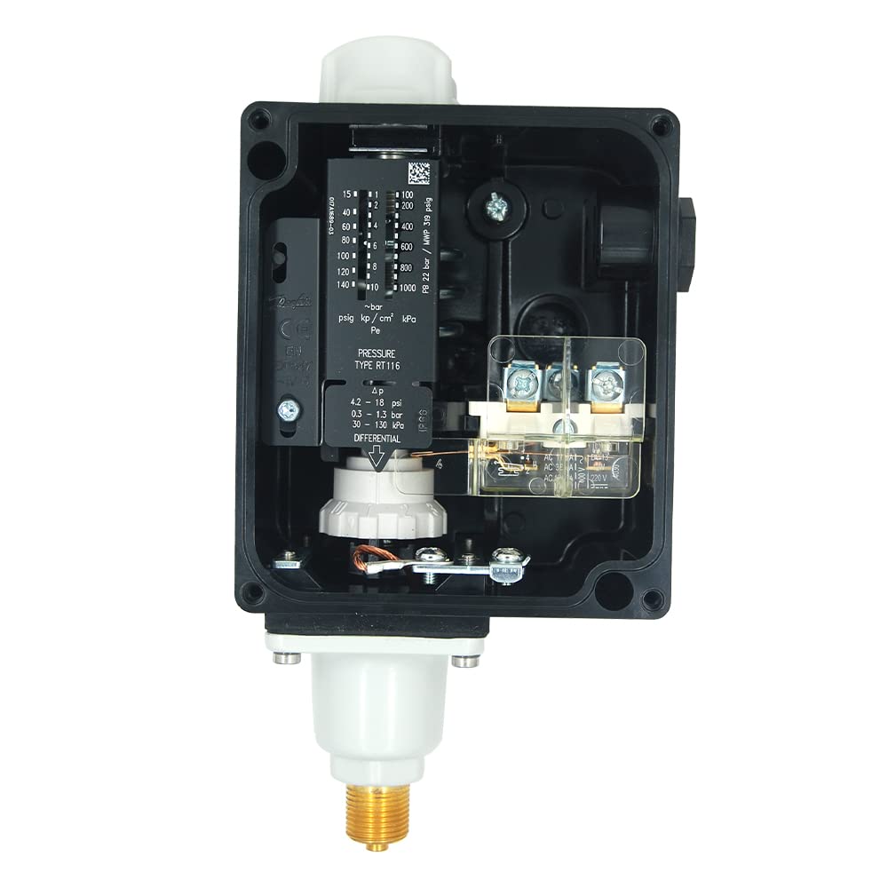 Danfoss - Interruptor de presión (rango: 3 a 40 PSI) con conexión de presión de 3/8 G para automóviles, calderas, turbina de vapor, bombas, HVAC, refrigeración marina. Modelo: RT-116 (paquete de 2)