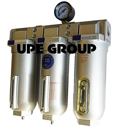 Trampa de humedad para limpieza de aire comprimido industrial de 3 etapas, filtro de carbón, secador de decantante (drenaje manual de 2,54 cm)