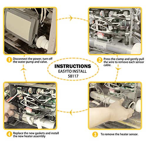 M-7 Conjunto de calentador compatible con sistemas de control Balboa VS, EL, TS, GS, BP, 4.0 KW 220V 26-58104-K con sensor