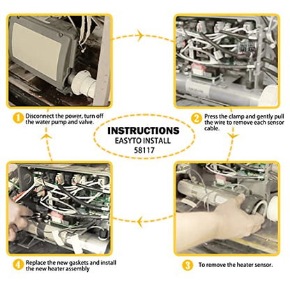 M-7 Conjunto de calentador compatible con sistemas de control Balboa VS, EL, TS, GS, BP, 4.0 KW 220V 26-58104-K con sensor